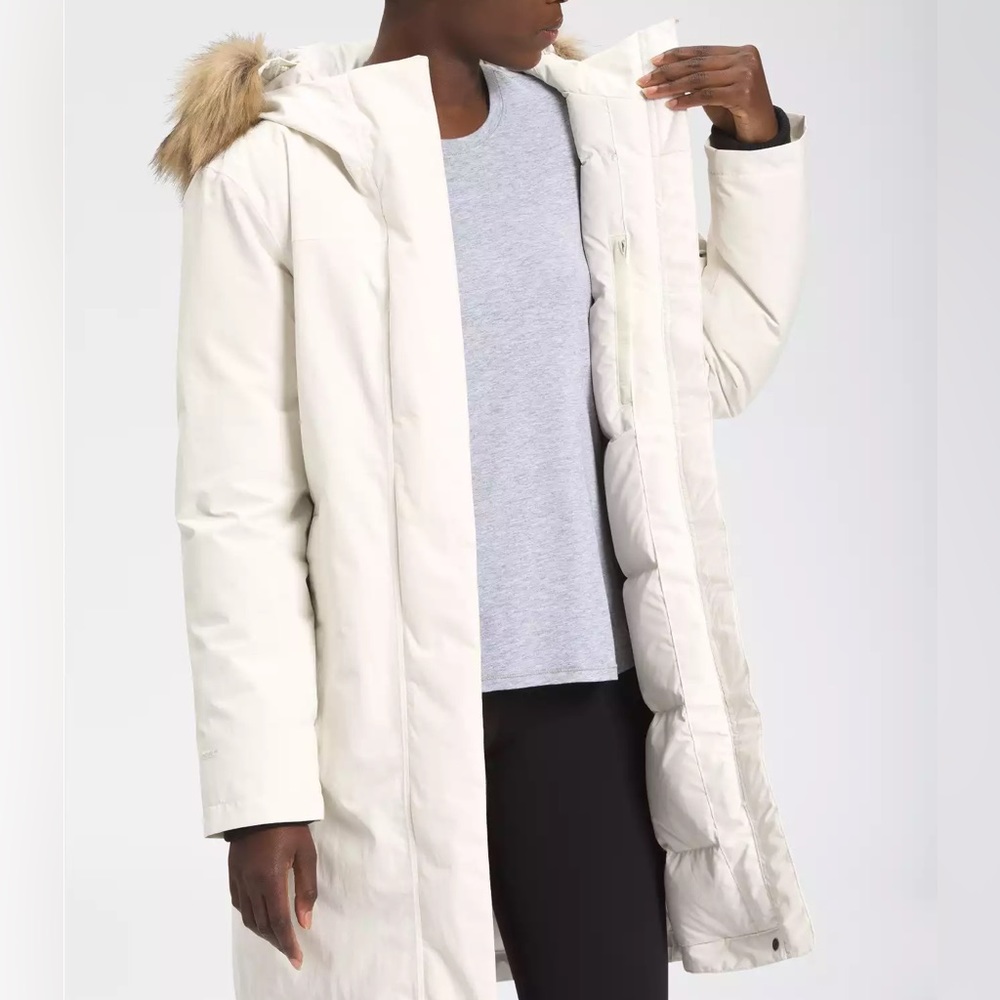 NWT women vintage white North Face - Arctic Parka long coat hood faux fur - Picture 4 of 12